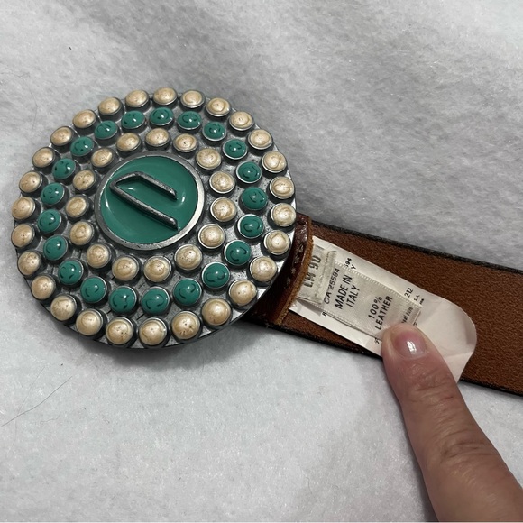 Diesel Y2K Brown Leather Statement Belt Made in Italy 90 cm - Picture 12 of 15